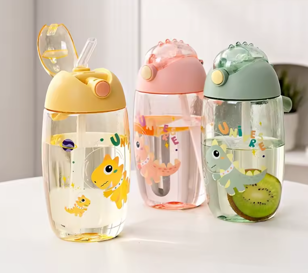 زجاجة مياه للأطفال 500 مل – كوب بلاستيكي مع شفاط سيليكون، مثالي للمدرسة والتخييم في الهواء الطلق