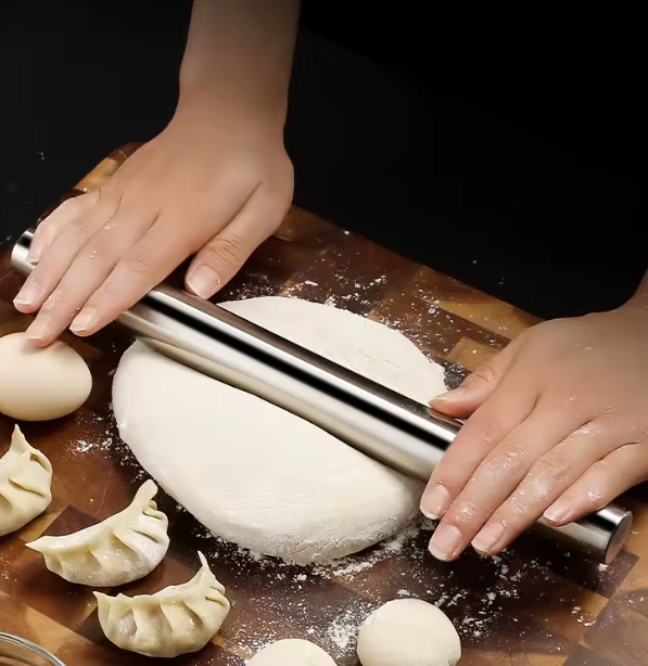 أسطوانة عجين من الفولاذ المقاوم للصدأ – غير لاصقة للبيتزا والمعجنات