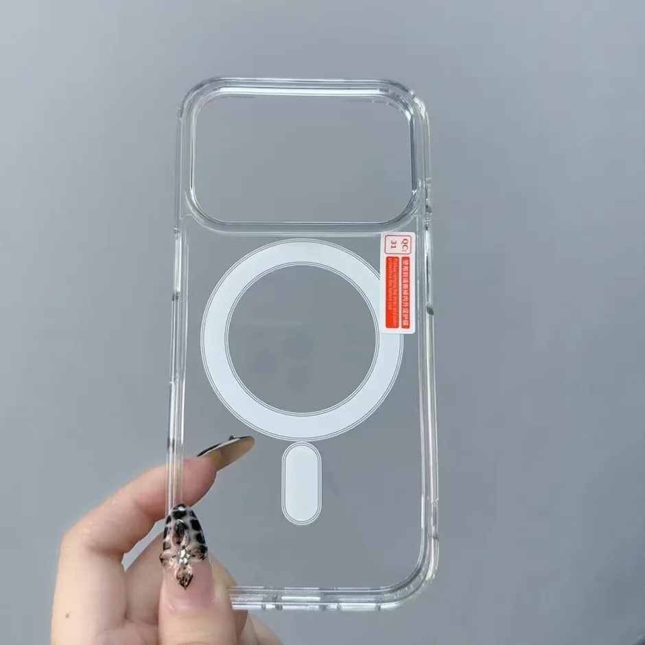 جرابات هواتف مغناطيسية مقاومة للصدمات من الأكريليك الشفاف من Magsofe لهاتف iPhone 17 air 16 16E 15 14 13 12 11 Pro Max XR XS X 8 7 Plus وSamsung S25 S24 S23 S22 مع عبوة البيع بالتجزئة