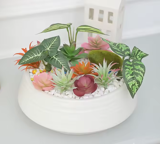 مجموعة 12 نبات عصاري صناعي دائم – زخرفة DIY للمشاهد الصغيرة