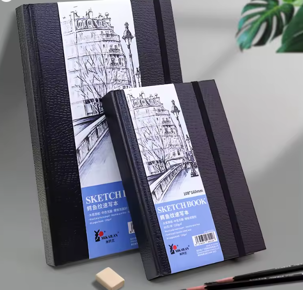 دفتر رسم MIKAILAN مقاسات A4 / A5 / A6 – كراسة 80 ورقة بوزن 130 جم للفنانين والطلاب