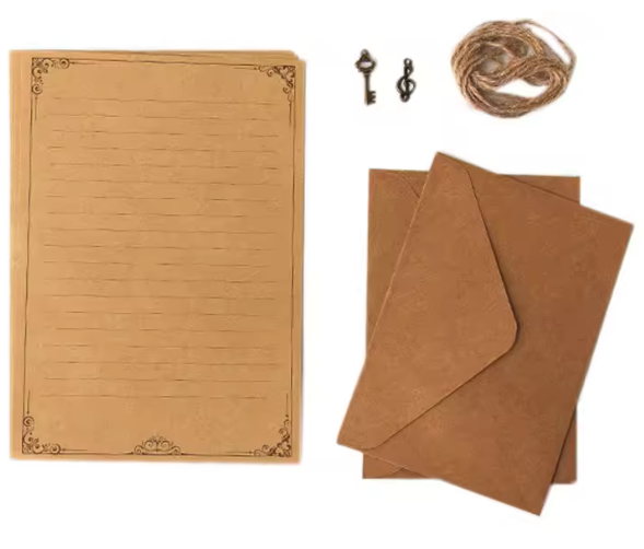 حزمة 12 ورقة كرافت عتيقة – ورق كتابة بنمط أوروبي للقرطاسية والإلكتروني