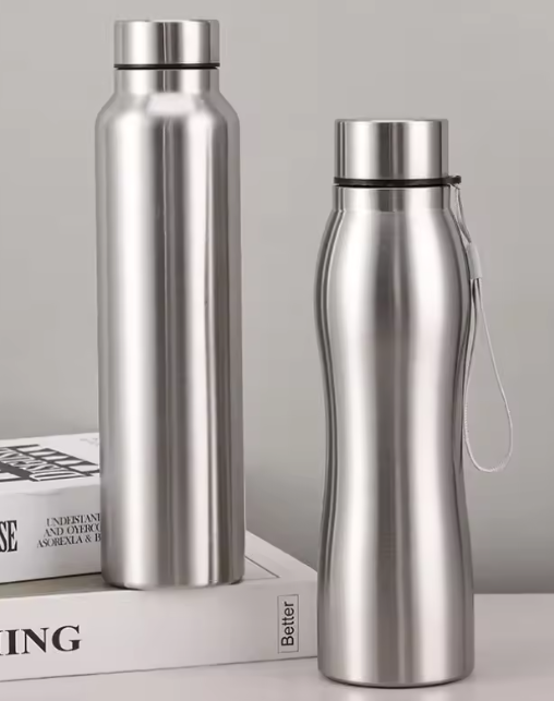 زجاجة مياه رياضية من الفولاذ المقاوم للصدأ 1000 مل – طبقة واحدة، متينة، مثالية للتخييم والرياضة والصالة الرياضية