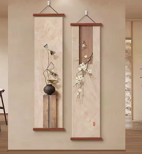 لوحة حائط يابانية من نسيج القماش – تصميم Enso وحديقة الصخور