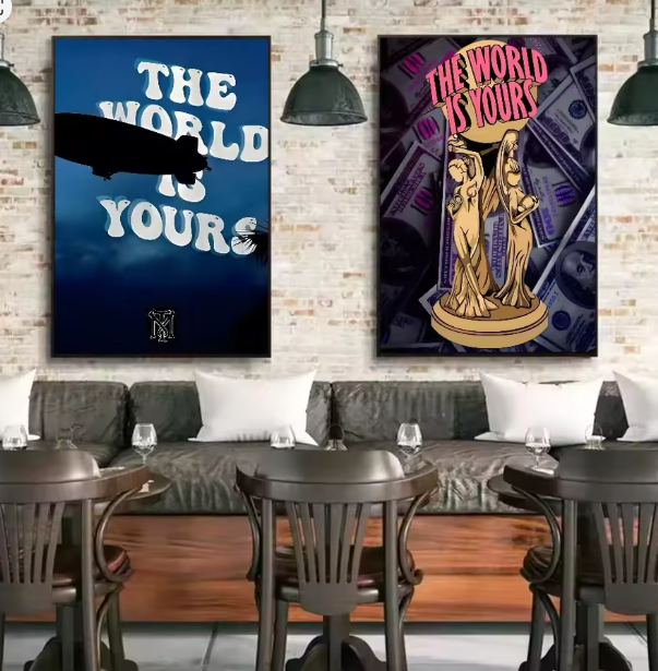 لوحة جدارية مقاومة للماء – فيلم كلاسيكي S-Scarface بأسلوب ريترو