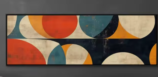 لوحة جدارية قماشية حديثة منتصف القرن – طباعة باوهاوس مجردة