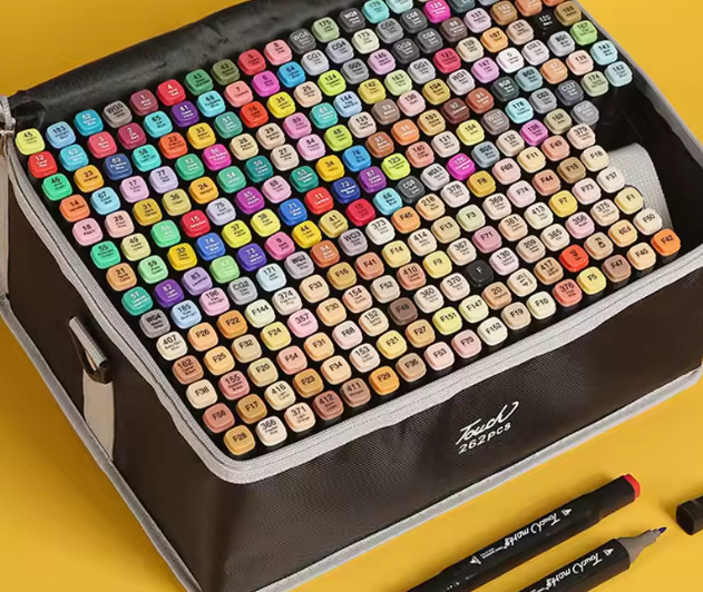 مجموعة أقلام تلوين زيتية مزدوجة الرأس – 168 لونًا للرسم الفني والمانغا للأطفال والفتيات