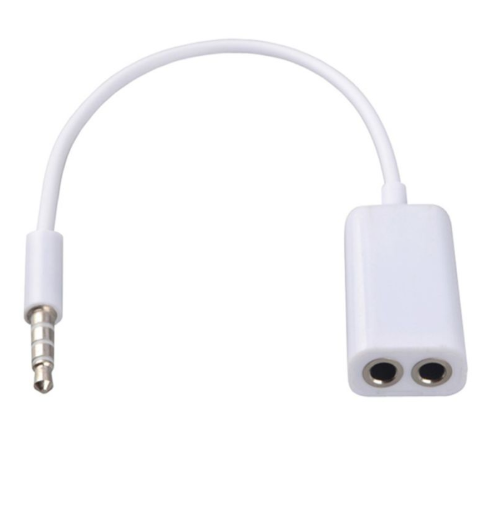 تراندز كابل سماعة محوِّل متفرع ذكر 3.5 مم إلى 2 في 3.5 مم أنثى ابيض