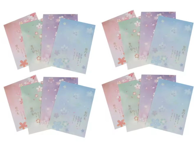 مجموعة 5 أوراق كتابة يابانية بنمط الأزهار – قرطاسية فاخرة للحروف والدعوات والملاحظات اليومية