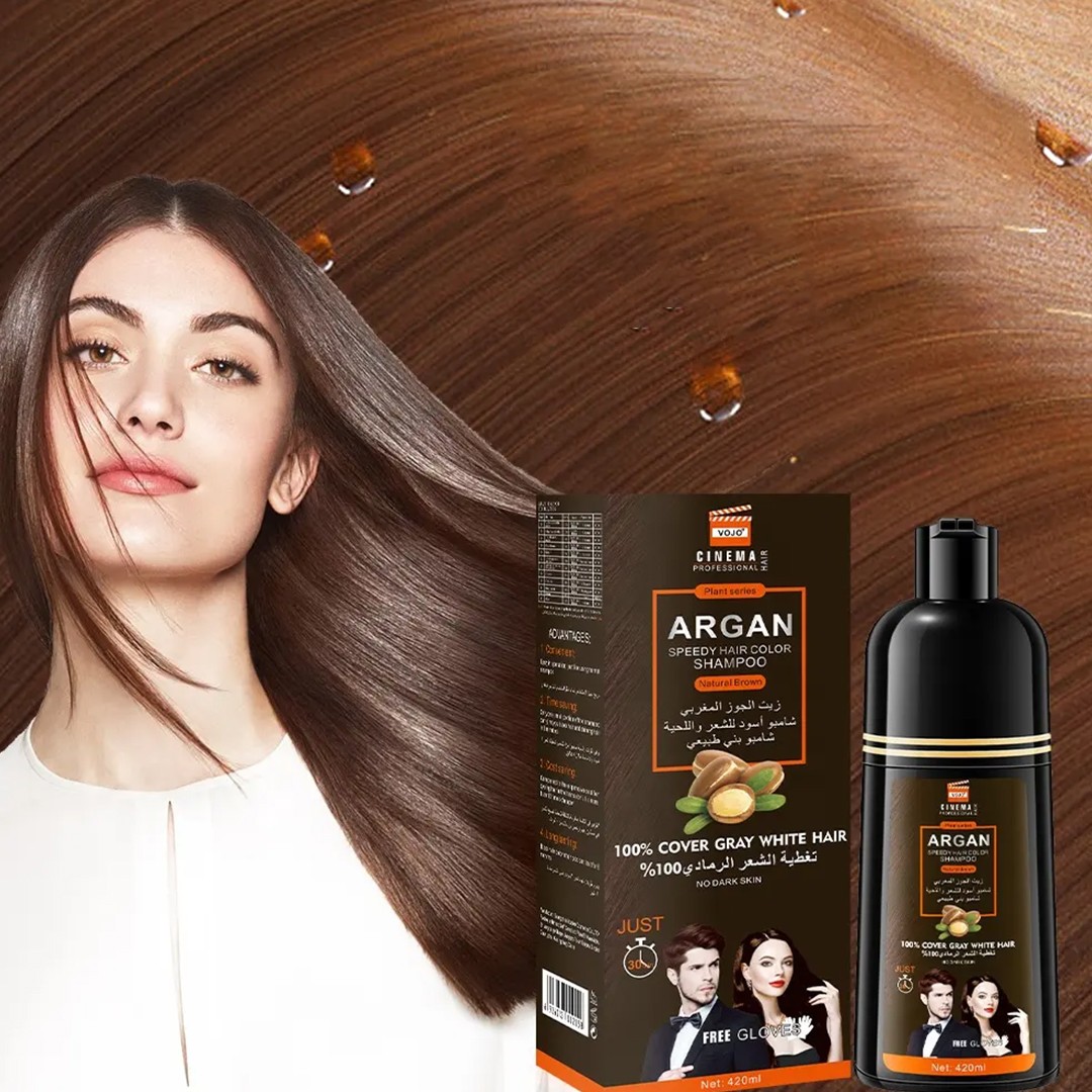 شامبو زيت الارجان لصبغ الشعر بني غامق