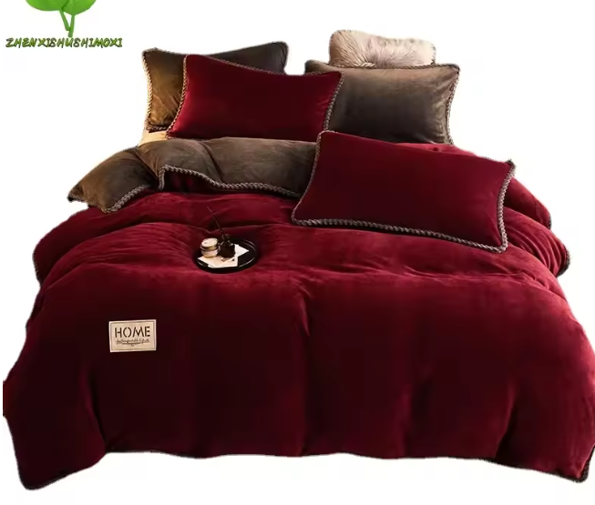 غطاء لحاف شتوي سميك مزدوج الجهتين من الصوف والفانيلا المرجانية – دافئ وناعم بمقاسات مفرد، مزدوج، كوين وكينغ