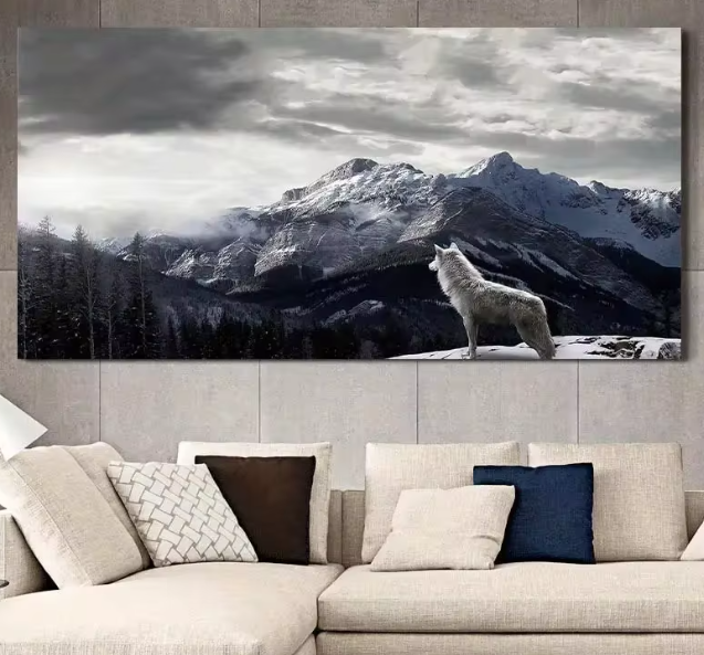 لوحة قماشية – جبل الثلج والذئب، ديكور جدار فني