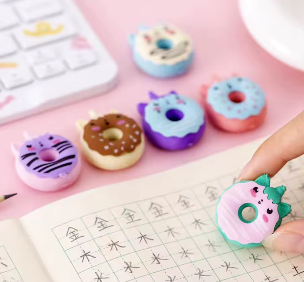 مجموعة 5 ممحاة مطاطية لطيفة – يونيكورن ودونات وحلوى، أدوات مكتبية وفنية للمدرسة