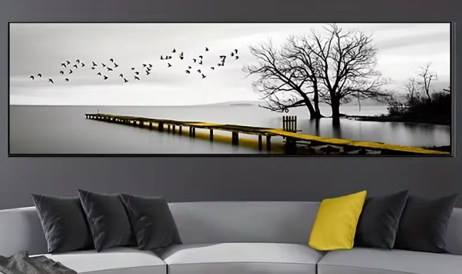 لوحة قماشية – مشهد جسر بأسلوب صناعي، بدون إطار