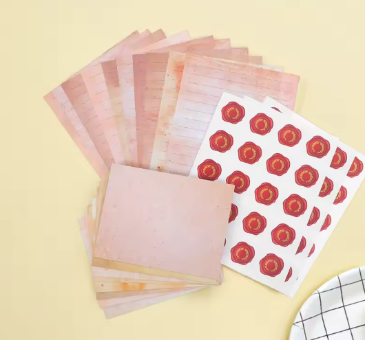 مجموعة ورق كتابة خمر مع مغلفات – قرطاسية رجعية للدعوات والكتابة اليدوية والحرف اليدوية