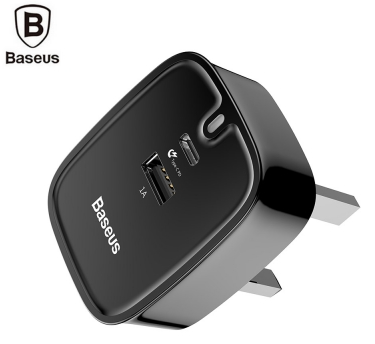 بايسوس شاحن سريع فانزي تايب سي 30 وات + أدابتر منزلي PD بمنفذين CCALL-BFZ01