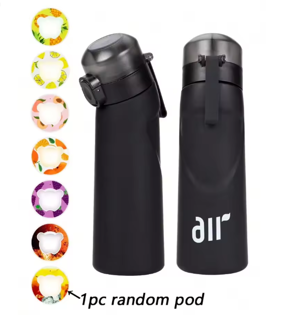 زجاجة مياه محمولة مع شفاطة وقرن نكهة عشوائي – شفافة، مانعة للتسرب، مناسبة للرياضة والأنشطة الخارجية