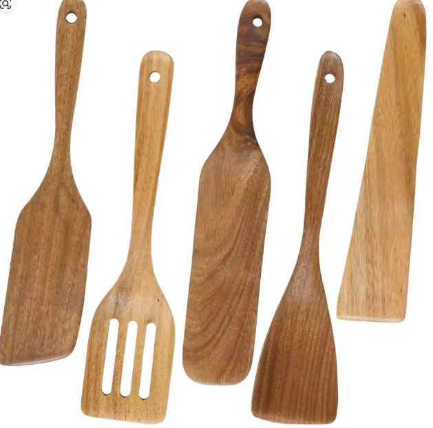 مجموعة 2/5 قطع ملاعق خشبية غير لاصقة – أدوات طبخ متعددة الوظائف للقلب، الخلط، والتقديم، مثالية للمطبخ أو كهدية