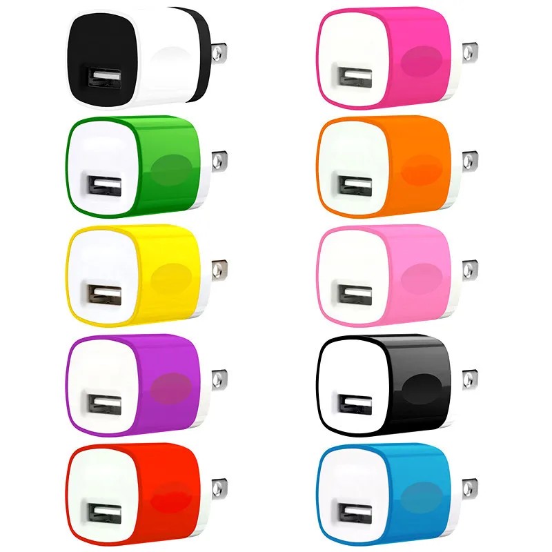12 Colors 5V 1A US USB AC Wall Charger Home Travel Charger Power Adapter For Samsung Iphone 15 11 12 13 14 xiaomi Smart phones plugs