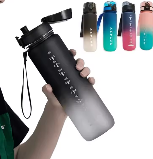 زجاجة مياه رياضية 1 لتر – سعة كبيرة للرجال والنساء، محمولة للسفر واللياقة البدنية في الهواء الطلق