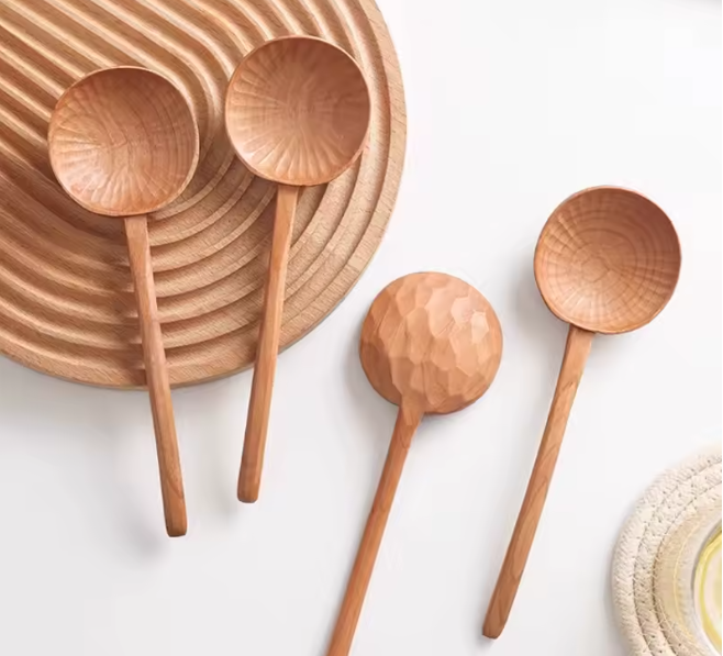 ملعقة خشبية طويلة لمطاعم ومنزل