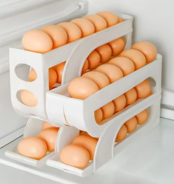 صندوق تخزين البيض الأوتوماتيكي بأربعة طبقات – سعة كبيرة لتوفير المساحة في المطبخ والمنزل