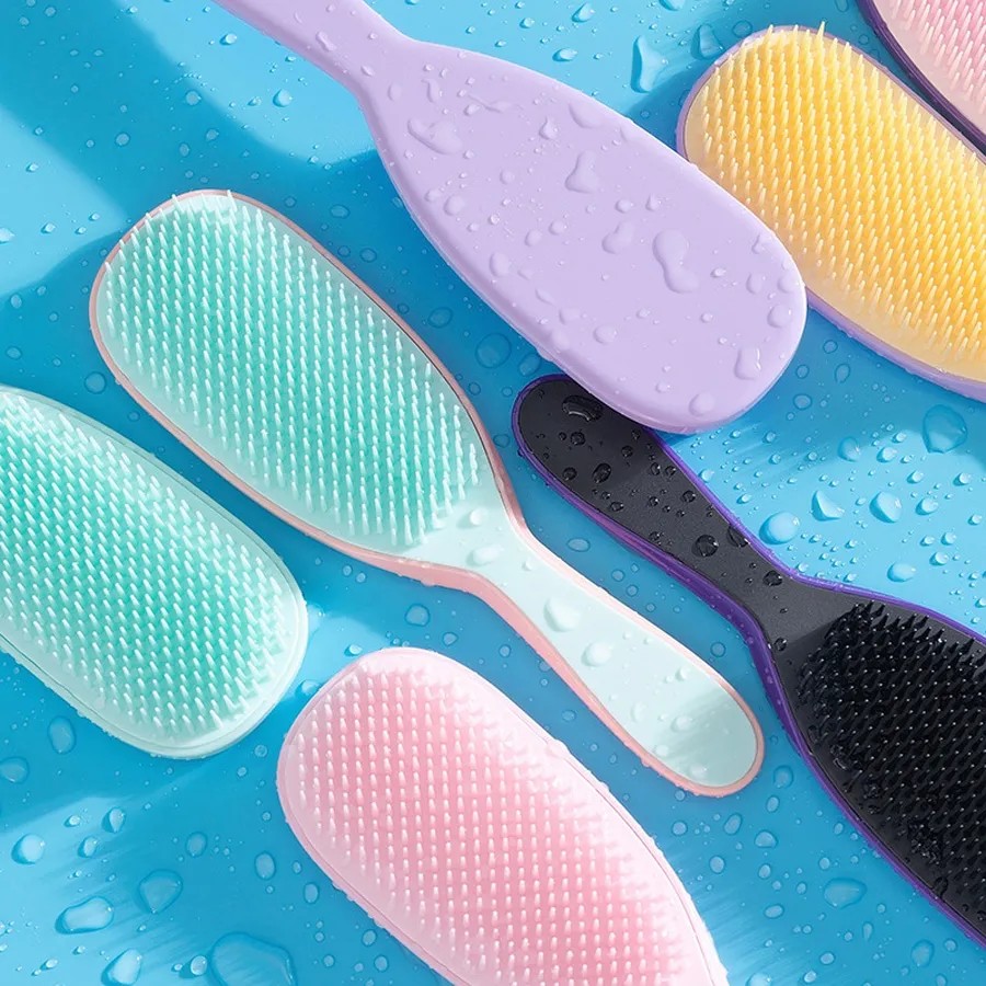 مشط شعر فروة الرأس الرطب والجاف مشط TT مشط شعيرات مرنة لنمو الشعر ناعما للبلاستي