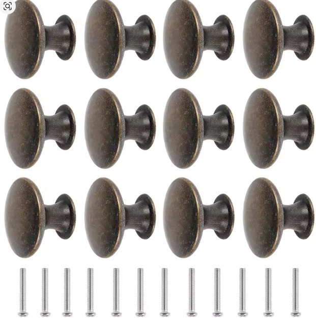 مجموعة 12 مقبض درج دائري من سبائك الزنك – لمطبخ وخزائن الأثاث العتيقة