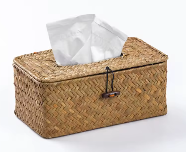 صندوق مناديل من الروطان – ديكور منزلي يدوي