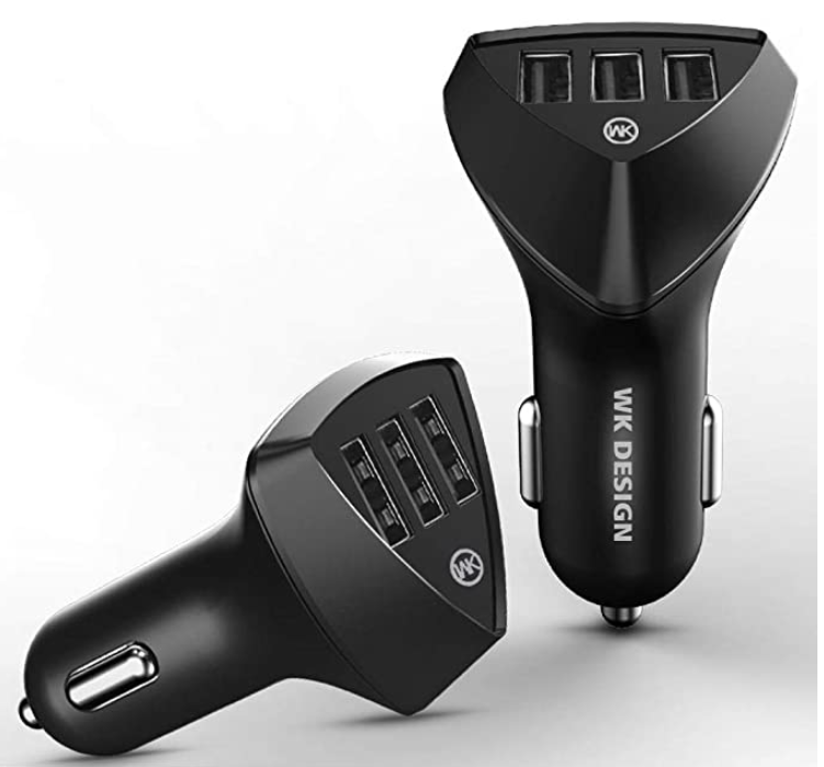WK ديزاين شاحن سيارة عالمي 3 منافذ USB شاحن ذكي في الوقت الحقيقي مراقب الجهد 5 فولت/4.2 أمبير شاحن سيارة سريع