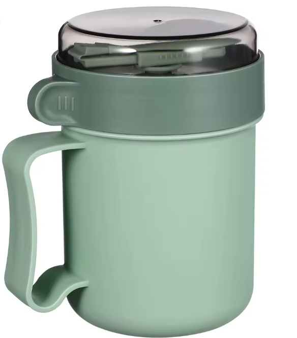 كوب حساء محمول مع غطاء – وعاء إفطار متعدد الاستخدامات للميكروويف والمنزل