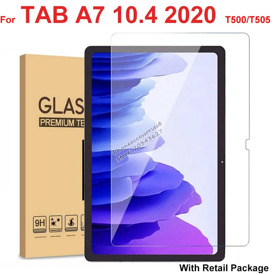 واقي شاشة من الزجاج المقوى لجهاز Samsung TAB A7 10.4 2020 T500 T505 9H زجاج واقي 10.4 بوصة مع عبوة البيع بالتجزئة
