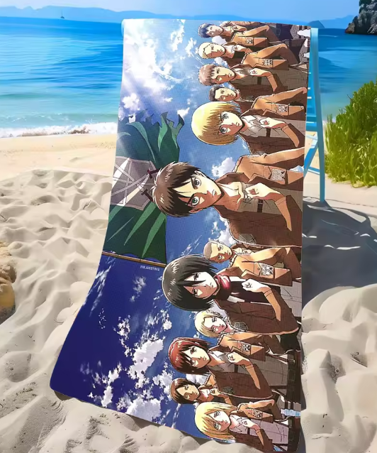 منشفة شاطئ أنيمي "هجوم العمالقة" - كبيرة الحجم للسفر، التخييم، والسباحة