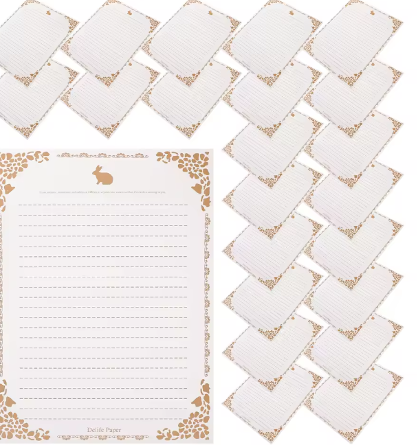 مجموعة 50 ورقة كتابة ريترو كرافت – ورق خمر زخرفي فارغ للرسائل والقصائد والإعلانات