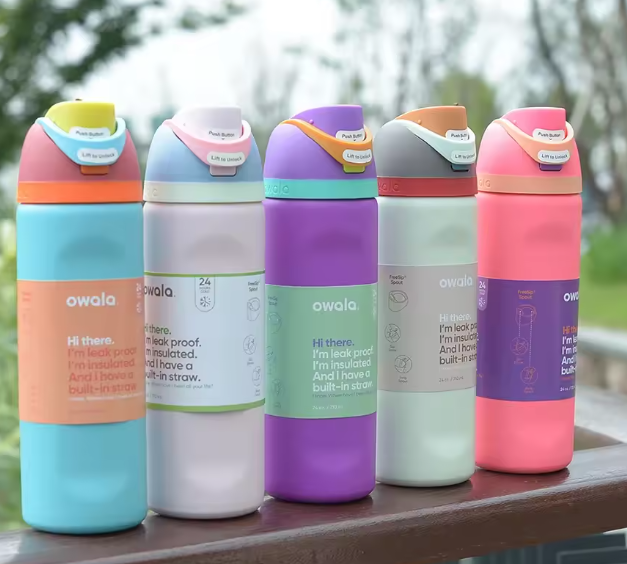 زجاجة مياه معزولة من الفولاذ المقاوم للصدأ – أوبال، مع شفاطة، خالية من BPA، 24/32 أونصة، مثالية للسفر والرياضة