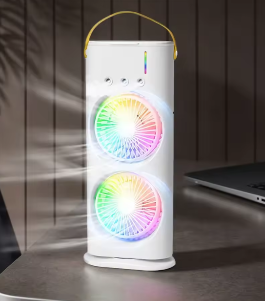 مروحة تبريد مرطبة متعددة الوظائف – 3 سرعات مع LED وجهاز تحكم