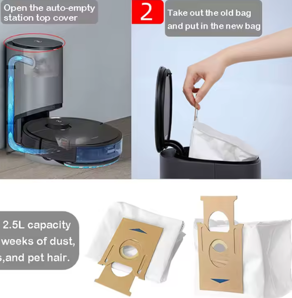 أكياس غبار بديلة لمكنسة Ecovacs DEEBOT – سلسلة T8/T9/N8