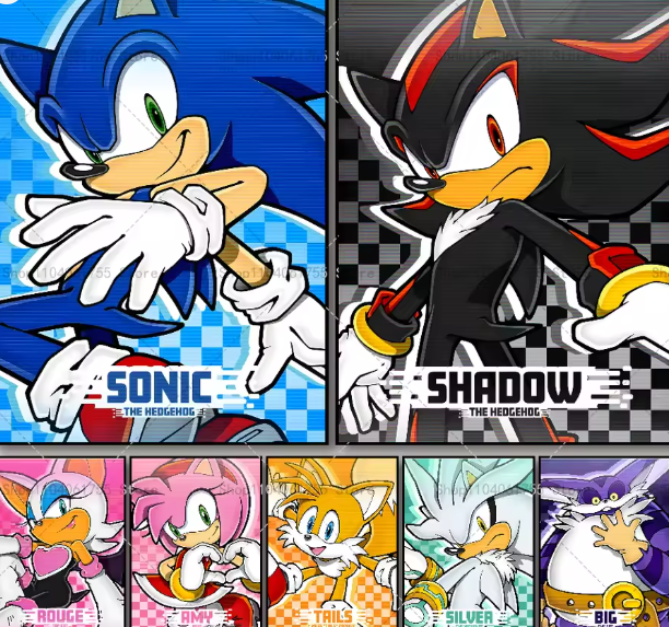 لوحة قماشية – شخصيات أنيمي S-سونيك الكلاسيكية