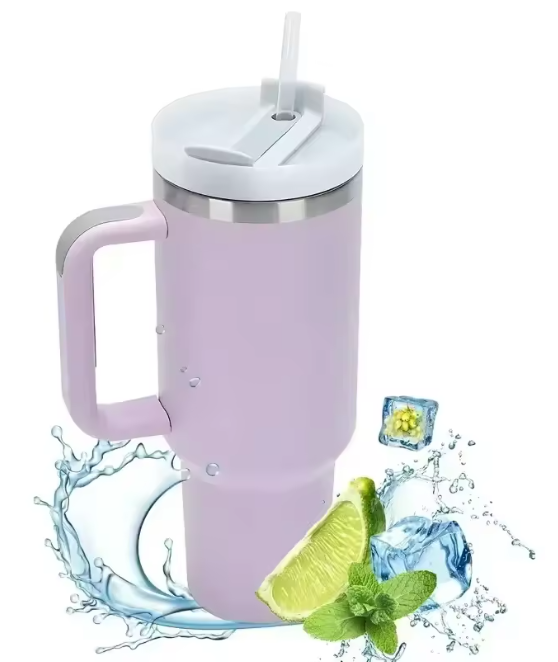 كوب مكنسة كهربائية معزول 40 أونصة – كوب حراري بمقبض من الفولاذ المقاوم للصدأ