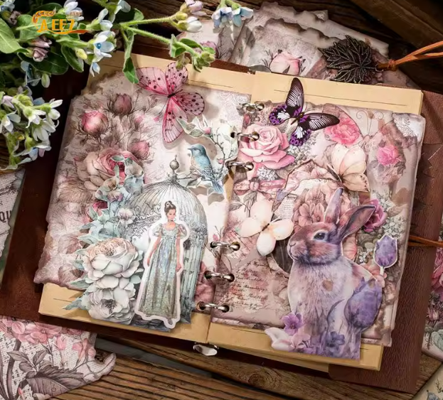 مجموعة 180 ورقة قصاصات ورق AEE7 – ورق خمر لمشاريع السّكرابوكينغ والديكور والفنون اليدوية