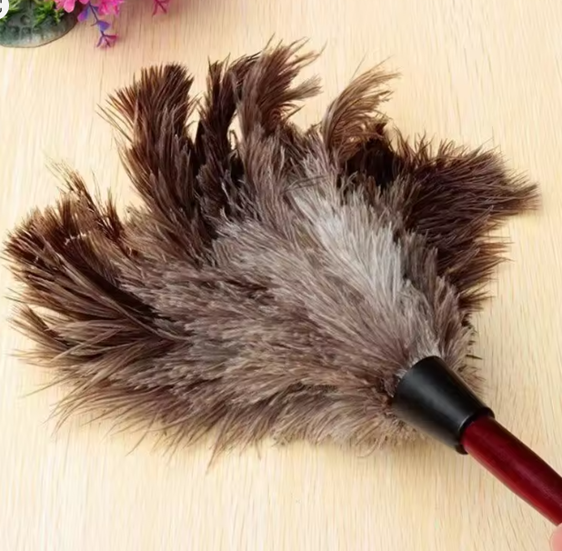 فرشاة ريش النعام المنزلية – منفضة مكافحة ساكنة بمقبض خشبي