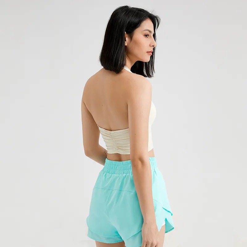 حمالة صدر رياضية جديدة مثيرة برقبة على شكل هالتر للنساء، بلوزة رياضية للجري، سترة يوغا خارجية لتضييق الخصر