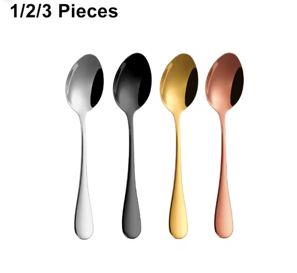 مجموعة ملاعق قهوة صغيرة 1/2/3 قطع – ملاعق ذهبية من الفولاذ المقاوم للصدأ للحلويات والكعك وأدوات المائدة المنزلية