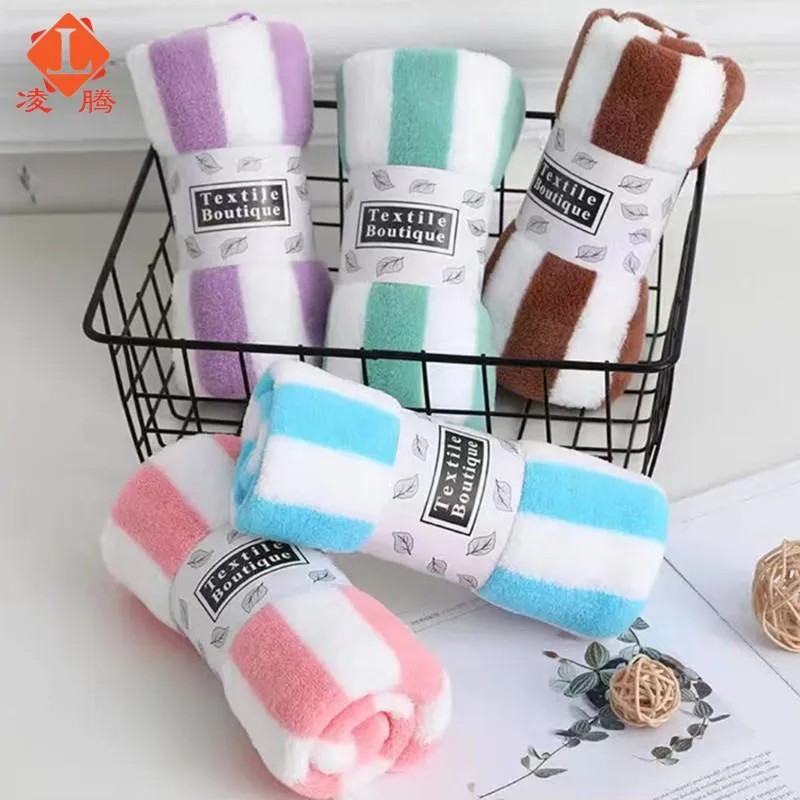 towel with wide stripes and highdensity coral fleece suitable for home use with water absorption thickening and a wide variety of styles