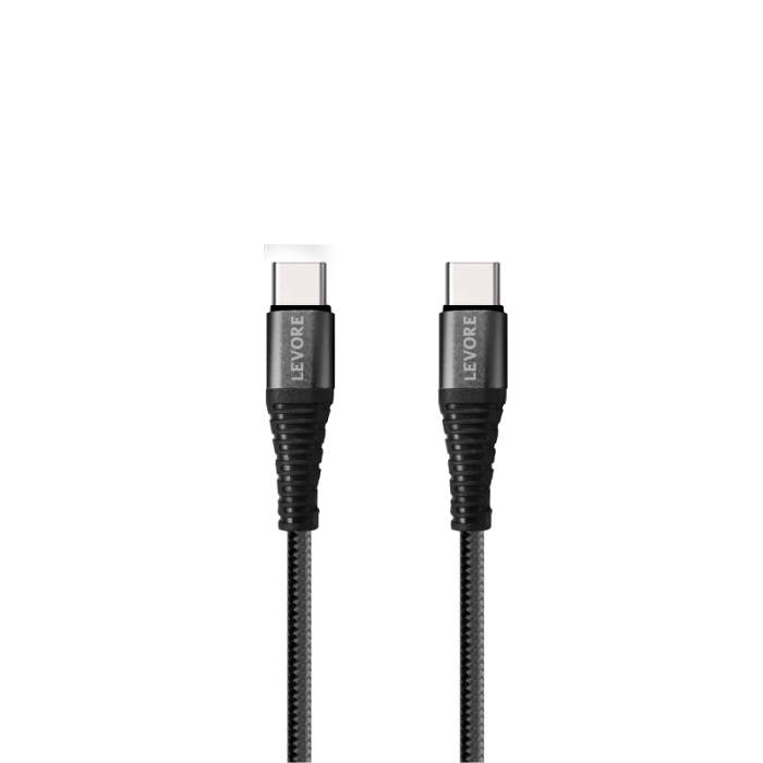 سلك شاحن ليفوري تايب سي إلى تايب سي بطول 1 م نايلون – أسود-LC5211-BK