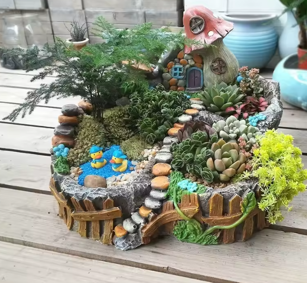 "ديكور زهور راتنجية مبتكر للحديقة والطاولة"