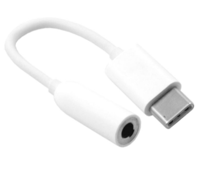 محول كابل سماعات رأس من Type C إلى مقبس صوت أنثى 3.5 مم أبيض
